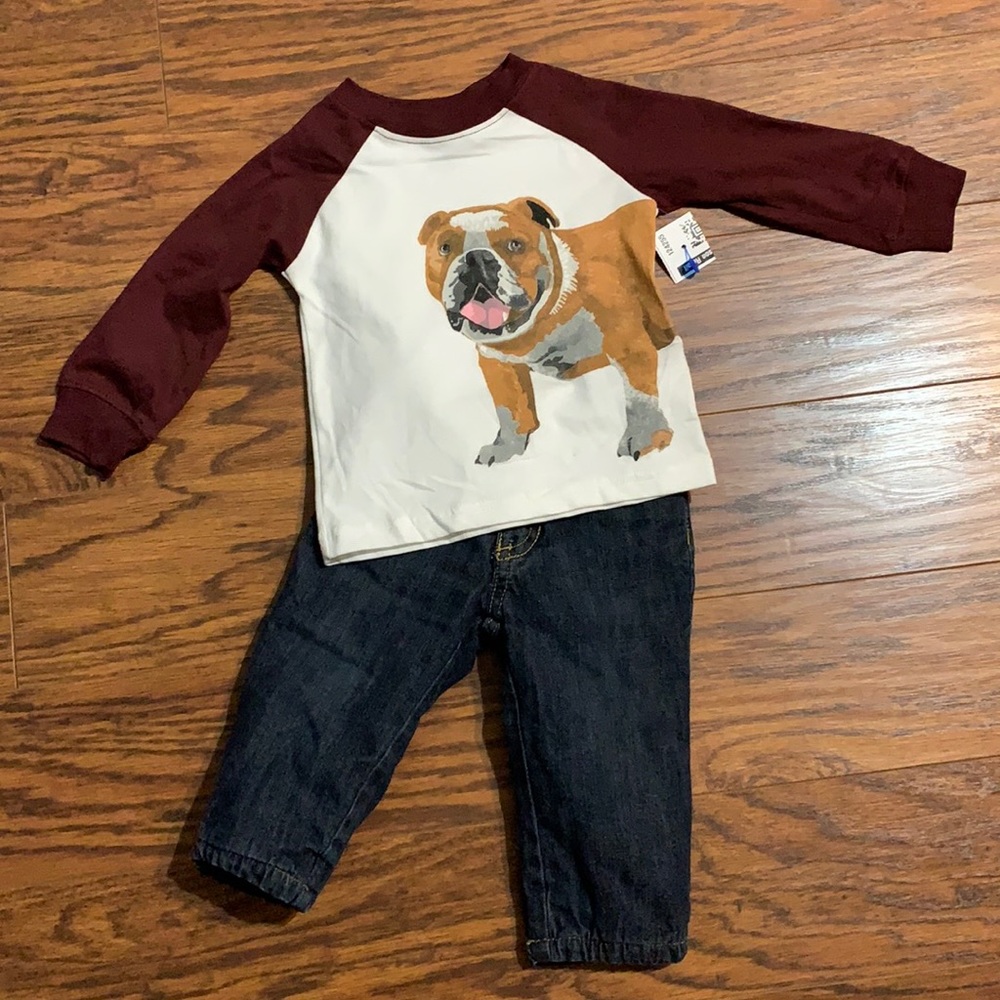 NWT! Carter’s bulldog shirt & Old Navy jeans